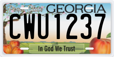 GA license plate CWU1237