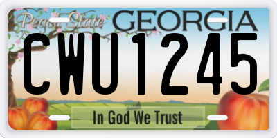 GA license plate CWU1245