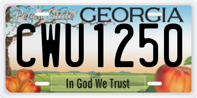 GA license plate CWU1250
