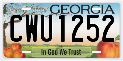 GA license plate CWU1252