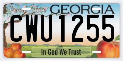 GA license plate CWU1255