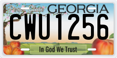 GA license plate CWU1256
