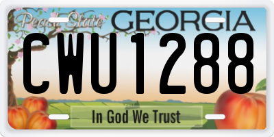 GA license plate CWU1288