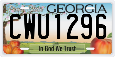 GA license plate CWU1296
