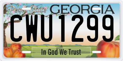 GA license plate CWU1299