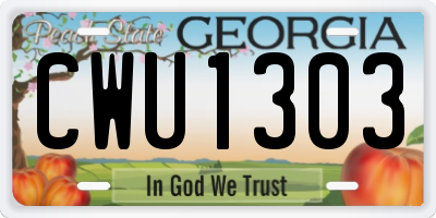 GA license plate CWU1303