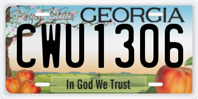 GA license plate CWU1306