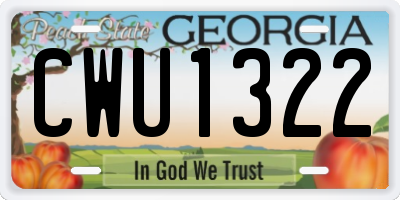 GA license plate CWU1322