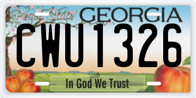 GA license plate CWU1326