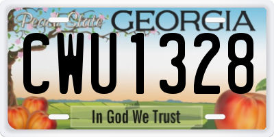 GA license plate CWU1328