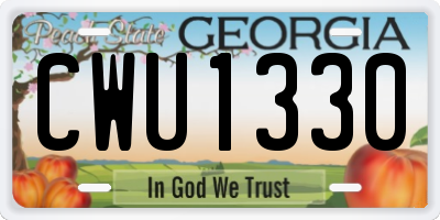 GA license plate CWU1330