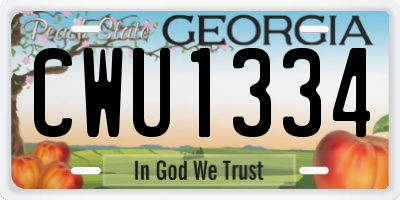 GA license plate CWU1334