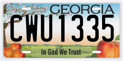 GA license plate CWU1335