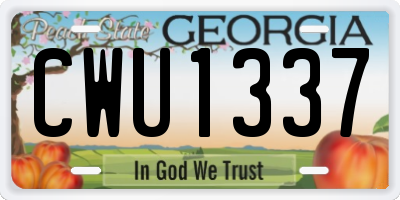 GA license plate CWU1337