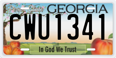 GA license plate CWU1341