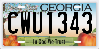 GA license plate CWU1343
