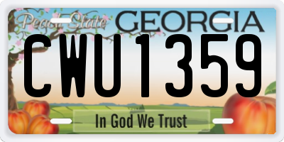 GA license plate CWU1359