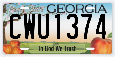 GA license plate CWU1374