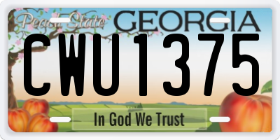 GA license plate CWU1375