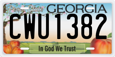 GA license plate CWU1382
