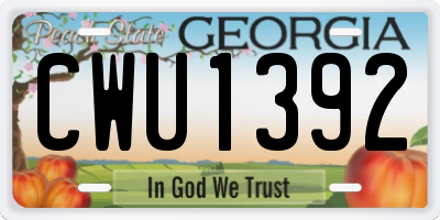 GA license plate CWU1392