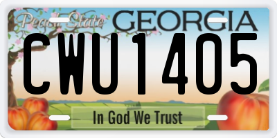 GA license plate CWU1405