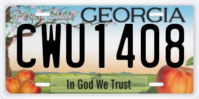 GA license plate CWU1408