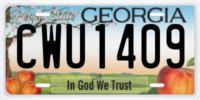GA license plate CWU1409