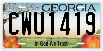 GA license plate CWU1419