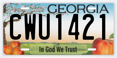 GA license plate CWU1421