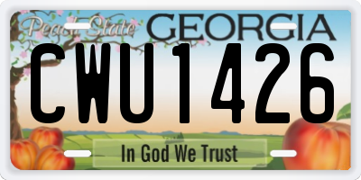 GA license plate CWU1426