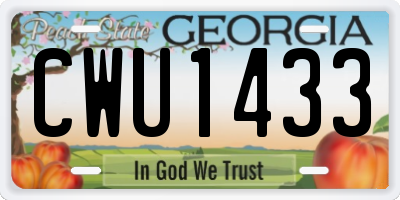 GA license plate CWU1433