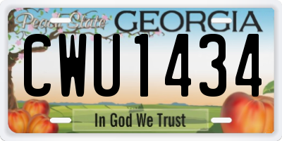 GA license plate CWU1434