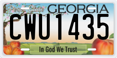 GA license plate CWU1435