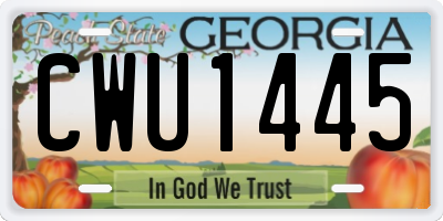 GA license plate CWU1445