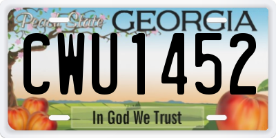 GA license plate CWU1452