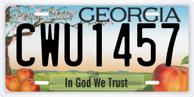 GA license plate CWU1457