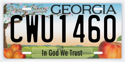 GA license plate CWU1460