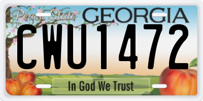 GA license plate CWU1472