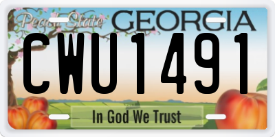GA license plate CWU1491