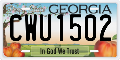GA license plate CWU1502