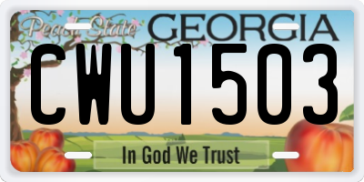 GA license plate CWU1503