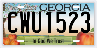GA license plate CWU1523