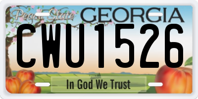 GA license plate CWU1526