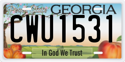 GA license plate CWU1531