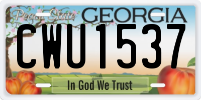 GA license plate CWU1537