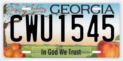 GA license plate CWU1545