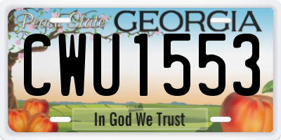 GA license plate CWU1553