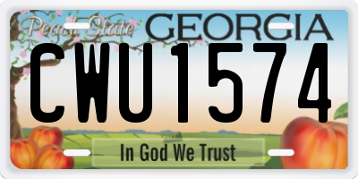 GA license plate CWU1574