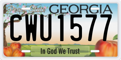 GA license plate CWU1577